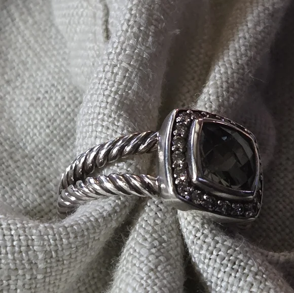 David Yurman Petite Albion Ring in Prasiolite & Diamonds, SS, Size 5.5 - Picture 2 of 13
